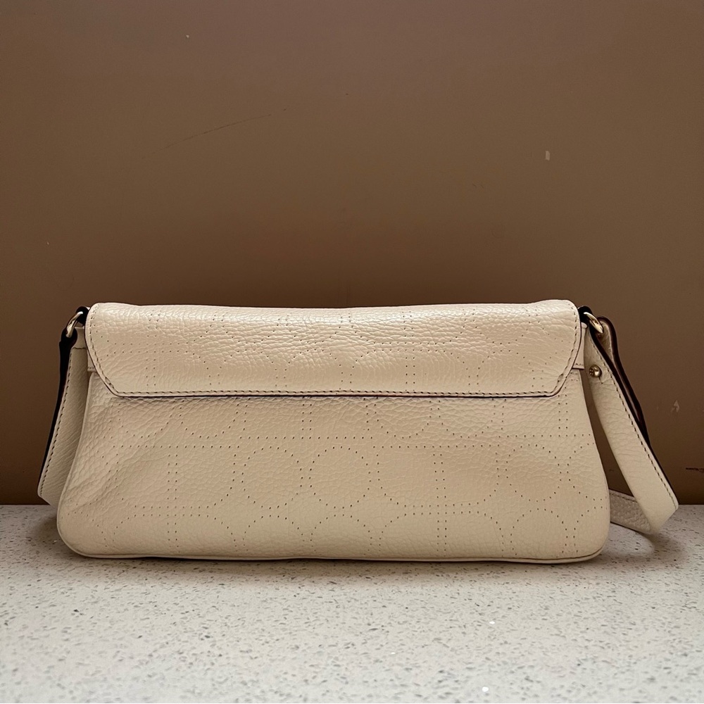 Kate Spade New York Leather Off White Cream Perforated Shoulder Bag Purse - Picture 7 of 16